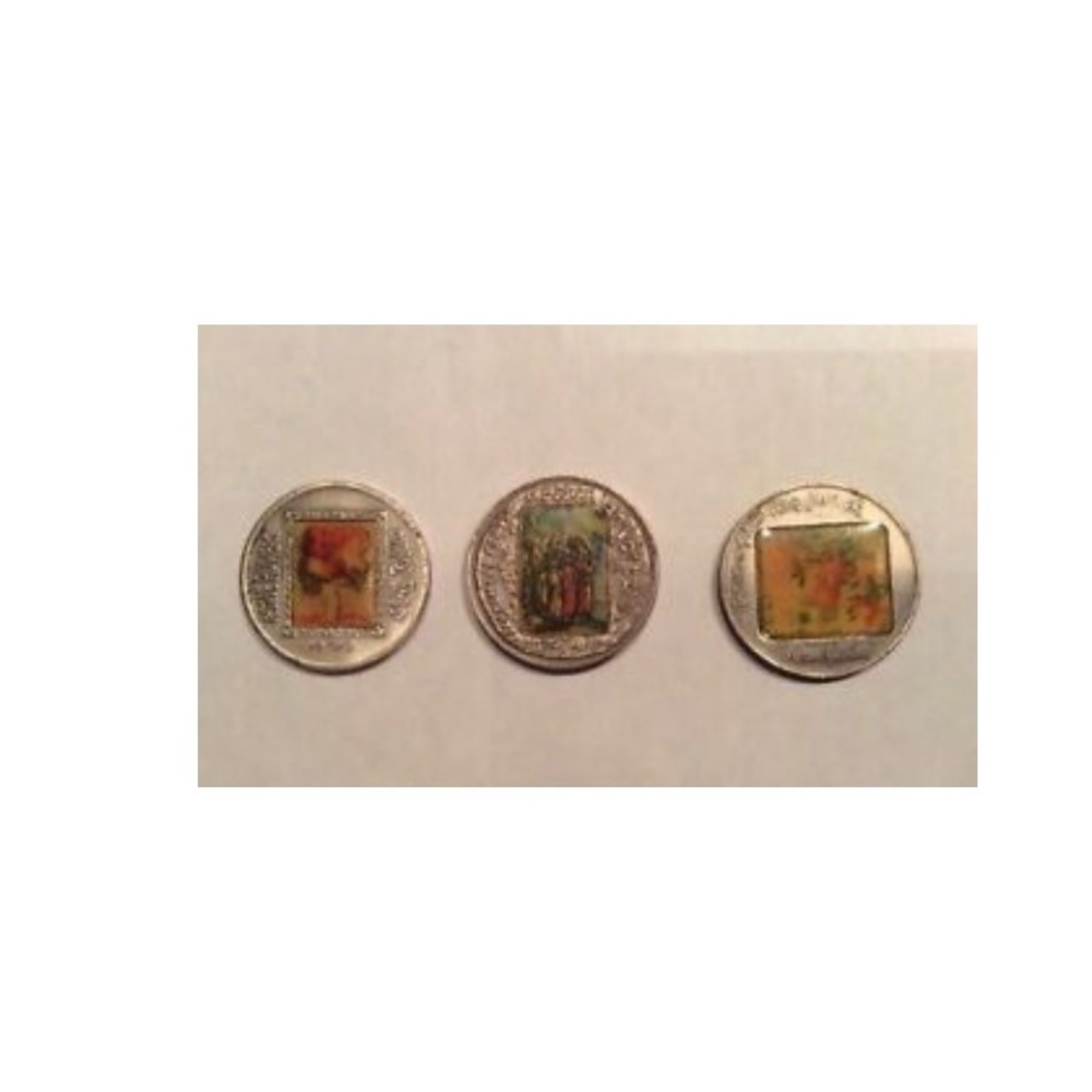 Lot of 3 VNTG Silver Colorazed Reverse Coins Medal Token State of Israel Rare